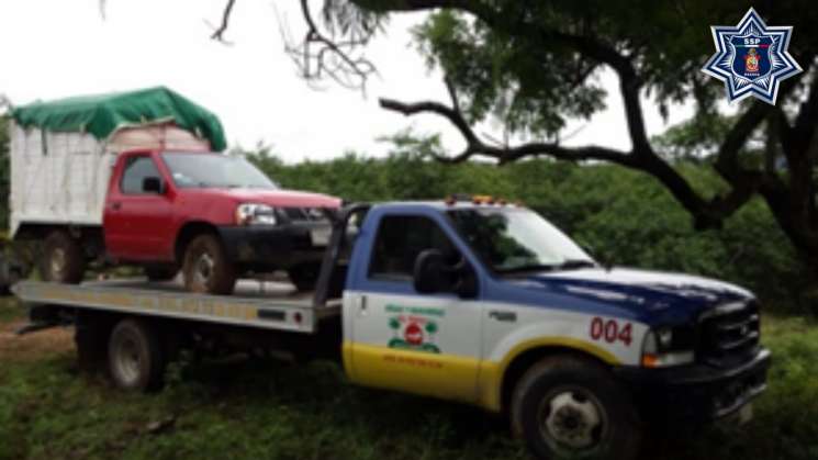 SSPO localiza camioneta robada con guachicol en el Istmo