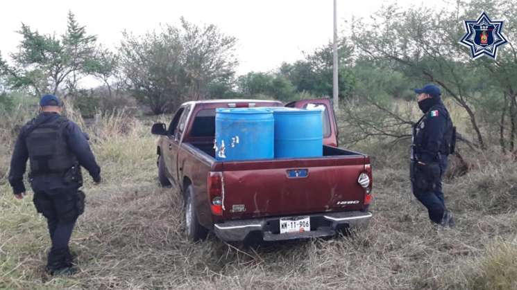 Asegura Policía Estatal más  de 500 litros de hidrocarburo