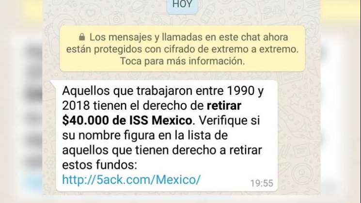 Alerta por fraude vía Whatapp a trabajadores registrados