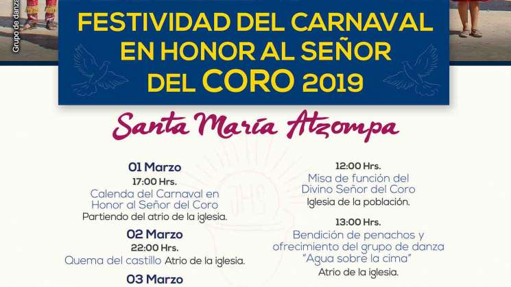 Celebrará Santa María Atzompa su Carnaval 2019