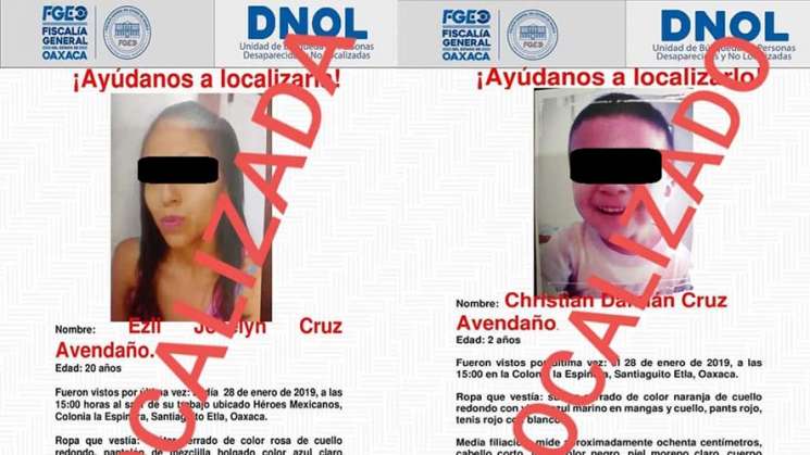 En Oaxaca localizan a dos personas desaparecidas 