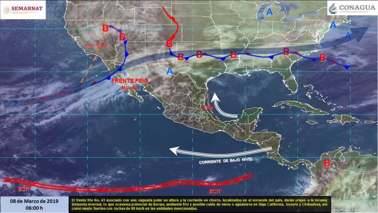 Frente frío 42 causará lluvias aislada y calor en Oaxaca