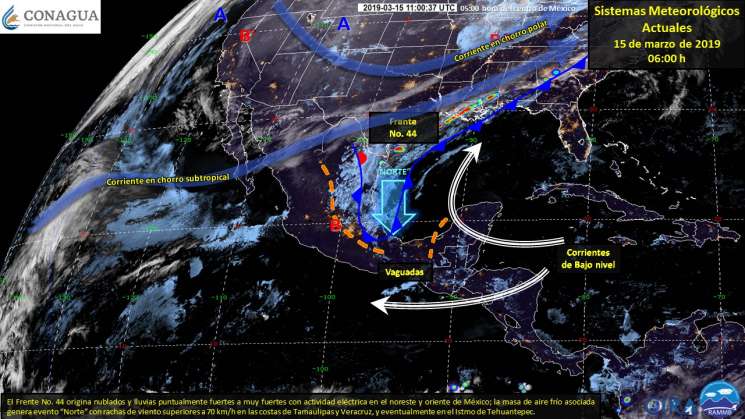 Ambiente caluroso con lluvias y efecto 