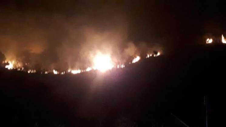 Carretera a la costa cerrada por incendio en Miahuatlán, Oaxaca