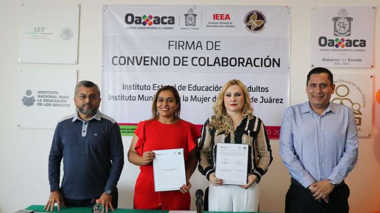 Firman convenio Instituto Municipal de la Mujer y IEEA en Oaxaca