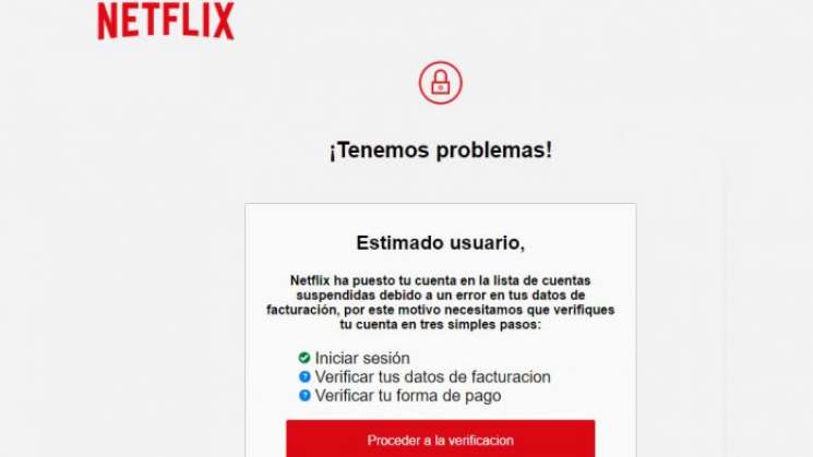 Alertan por robo de datos por correos falsos de netflix