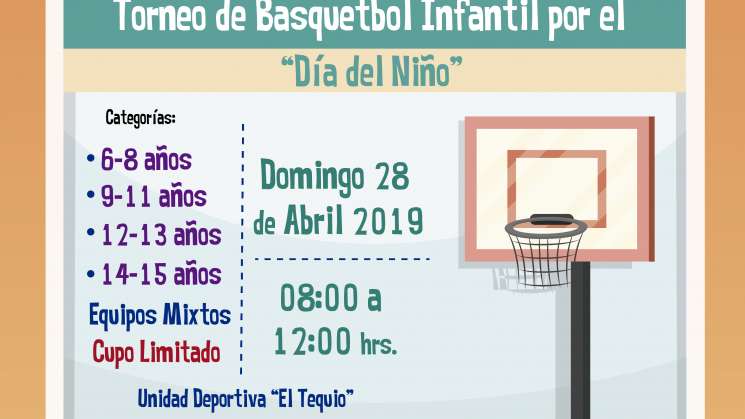 Niñas y niños festejarán su día con Torneo de Basquetbol