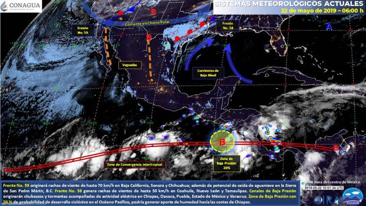 Se prevén tormentas fuertes en Oaxaca con actividad eléctrica