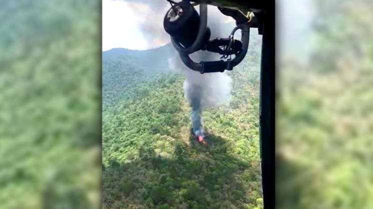 Tras incendio forestal, cae helicóptero de la SEMAR en SLP