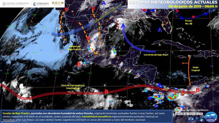 Ambiente cálido y viento del sur  en regiones de Oaxaca