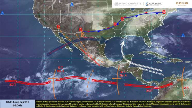 Cielo nublado con tormentas puntuales muy fuertes en Oaxaca