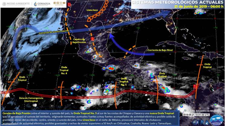 Tormentas fuertes con tormentas puntuales muy fuertes en Oaxaca