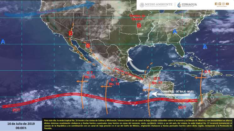 Habrá cielo nublado con lluvias puntuales muy fuertes en Oaxaca