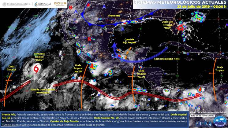 Anuncian cielo nublado y lluvias puntuales intensas en Oaxaca