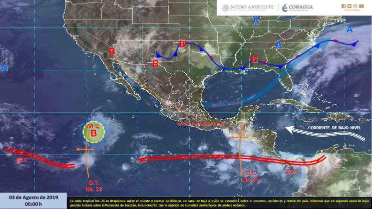 Ambiente caluroso, nublados y lluvias en regiones de Oaxaca