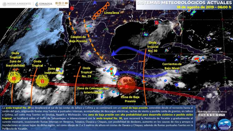 Ambiente cálido, nublados y lluvia en regiones de Oaxaca