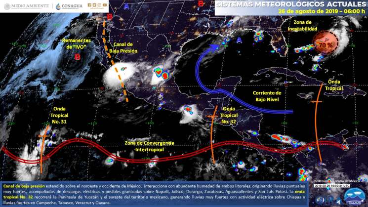 Ambiente caluroso, nublados y lluvias en regiones de Oaxaca 