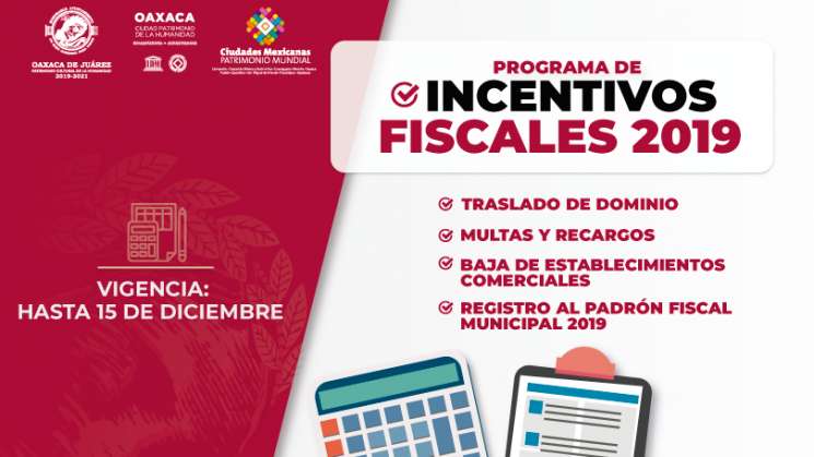  Incentivos fiscales del Ayuntamiento capitalino en Septiembre