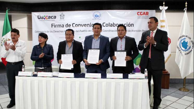 DDHPO Firma convenio de colaboración con Gobierno del estado