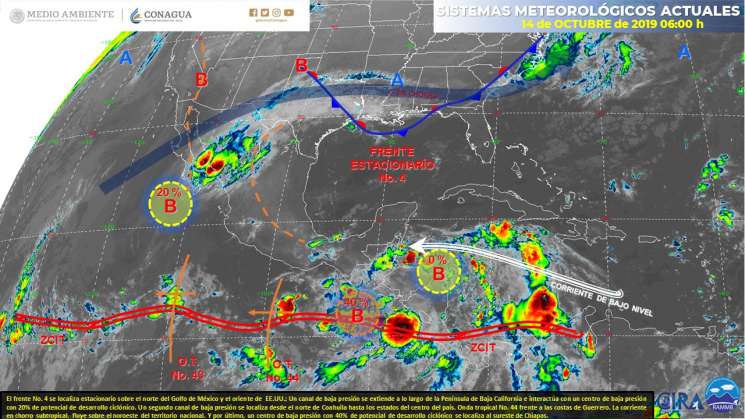 Anuncian cielo nublado y lluvias en regiones de Oaxaca