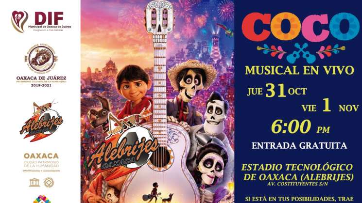 Invitan a disfrutar de “Coco, el musical” en capital oaxaqueña