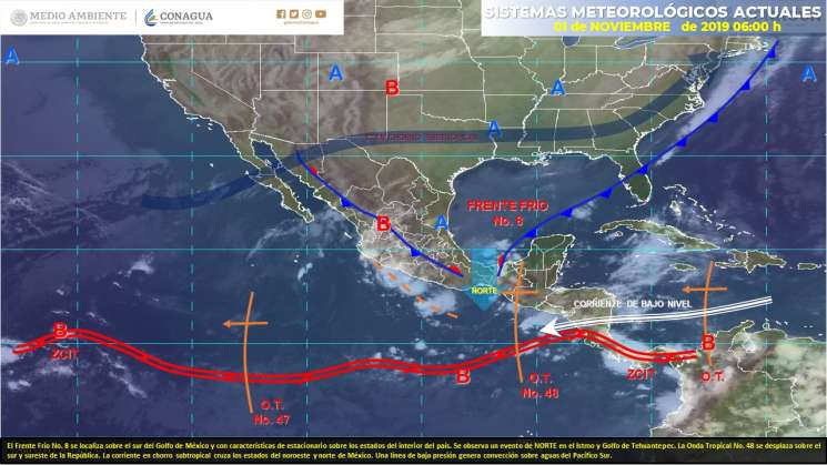 Alertan efecto Norte en el Istmo, nublados y lluvias en Oaxaca