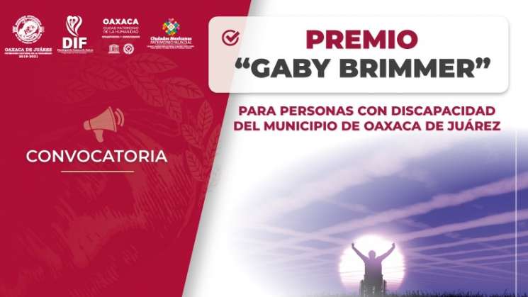 Convoca DIF de Oaxaca de Juárez al Premio Municipal Gaby Brimmer