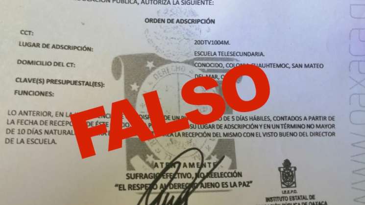 Advierte IEEPO sobre órdenes de adscripción falsas