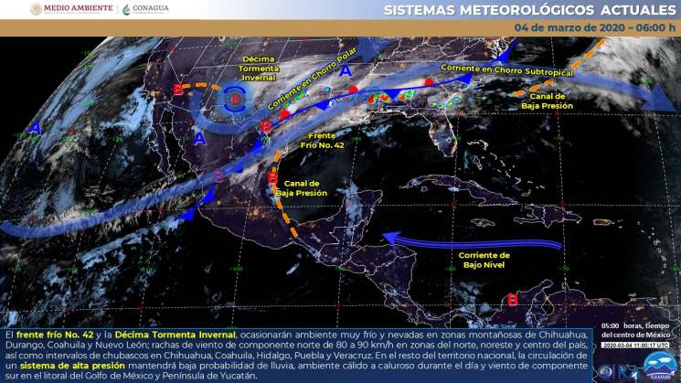 Cielo despejado y paulatinos nublados y lluvias en  Oaxaca