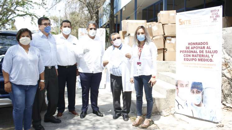 Entrega SNTE en Oaxaca, material de protección al ISSSTE