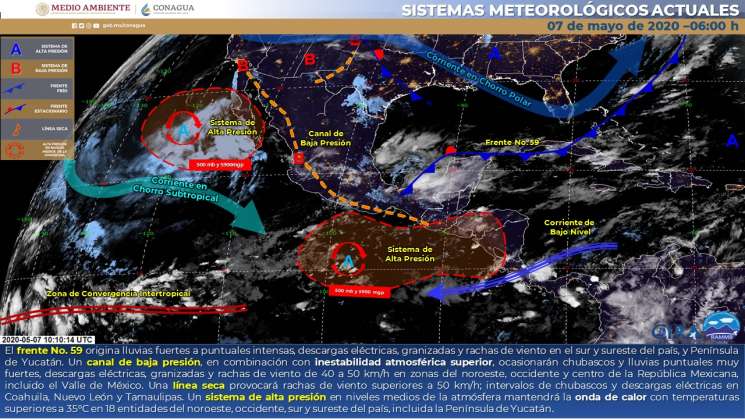 Nublados, lluvias intensas con descargas eléctricas en Oaxaca