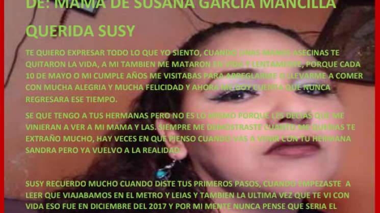 Voces de la Ausencia / Susana; más de dos años sin justicia.