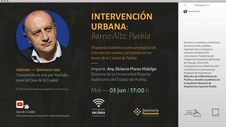  Casa de la Ciudad invita a su tercer webinar 