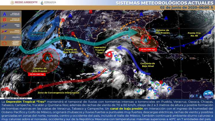 Depresión Tropical “Tres” causara lluvias en regiones de Oaxaca