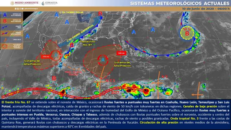 Nublados con lluvias intensas y granizo en Oaxaca