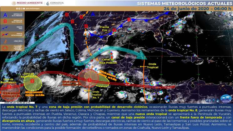 Continua onda tropical 7 provocando lluvias en Oaxaca