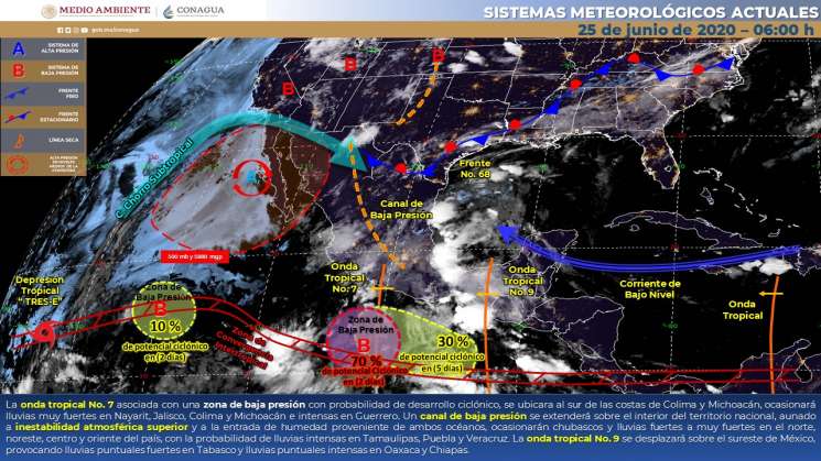 Continuarán lluvias intensas en Oaxaca por onda tropical 7