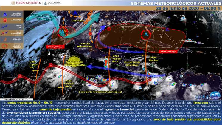 Seguirán nublados y lluvias en Oaxaca por onda tropical 9