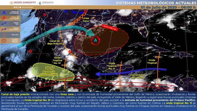 Onda tropical 11 causará  lluvias intensas en Oaxaca