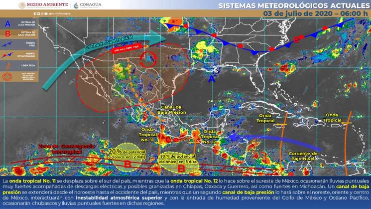 Se mantendrán lluvias intensas en Oaxaca por onda tropical 11