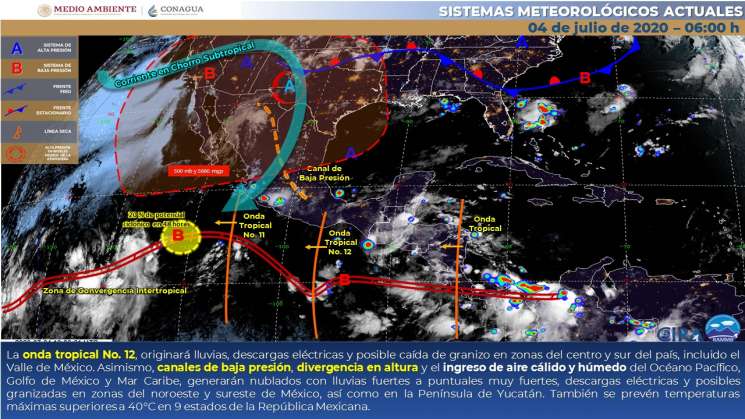 Habrá cielo parcialmente nublado con lluvias intensas en Oaxaca