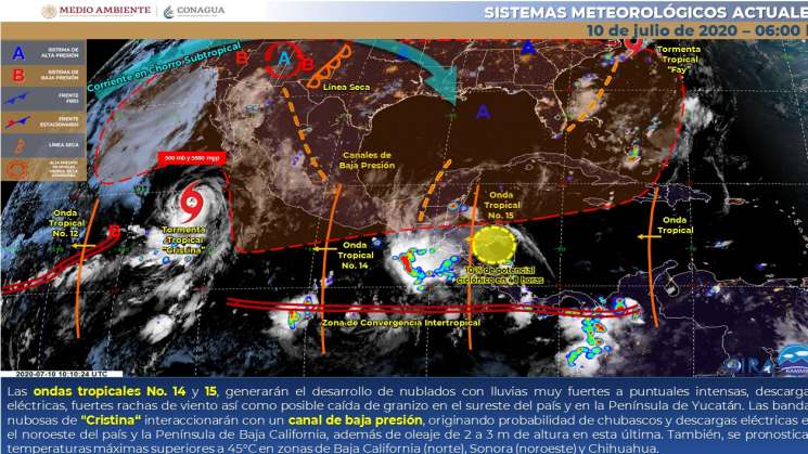 Onda tropical 15 causará lluvias intensas en regiones de Oaxaca