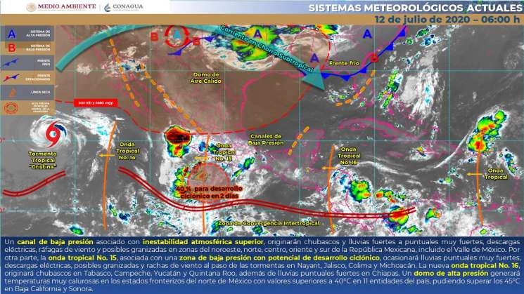 Nublados y lluvias intensas en regiones de Oaxaca: SMN