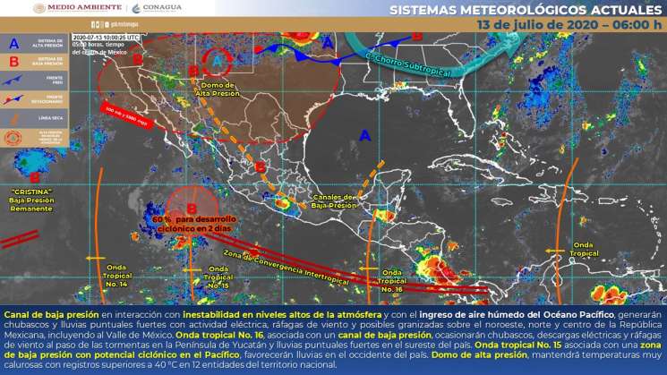 SMN: Cielo nublado con lluvias puntuales fuertes en Oaxaca