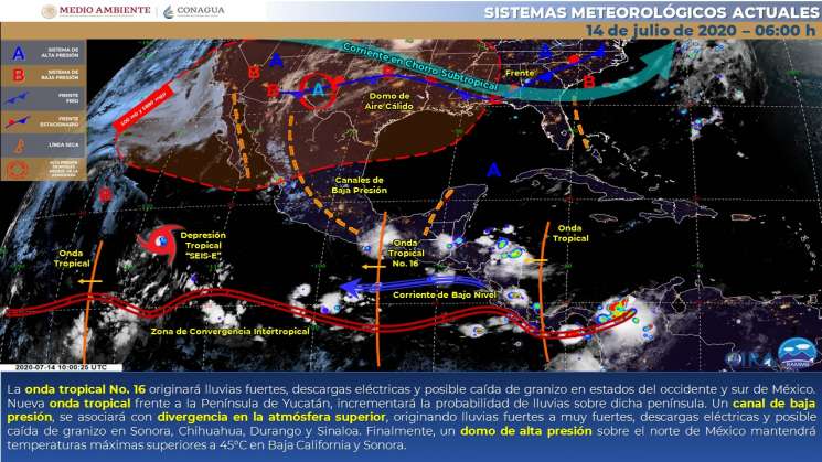 Onda tropical 16 causa lluvias intensas en regiones de Oaxaca