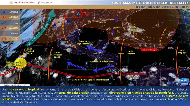 Nueva onda tropical provocará lluvias intensas en Oaxaca