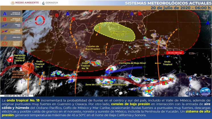 Onda tropical 19 continuará con mas lluvias en Oaxaca 