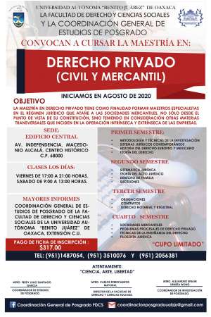 Convocaroria para carrera de Derecho Privado