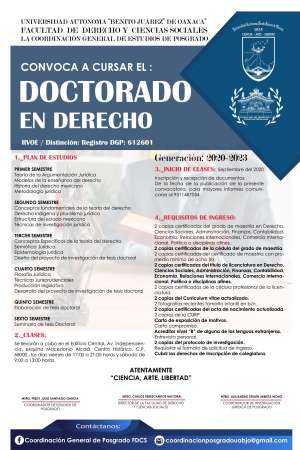 Convocatoria para carrera de doctorado en Derecho