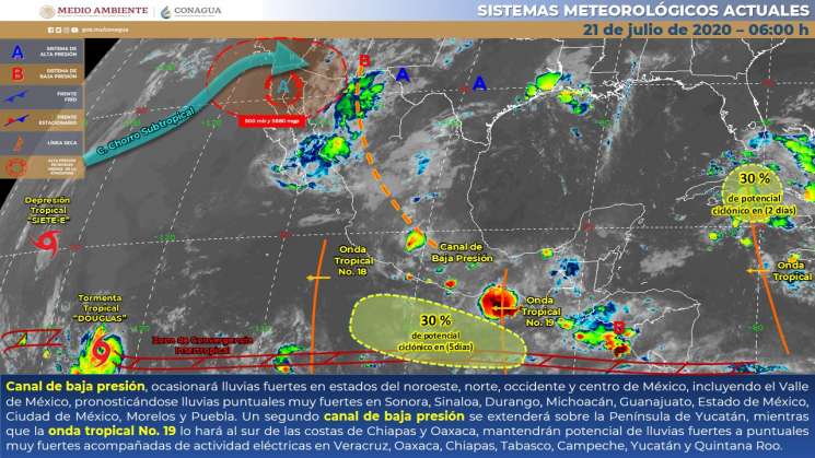 Anuncian lluvias en Oaxaca por canal de baja presión 